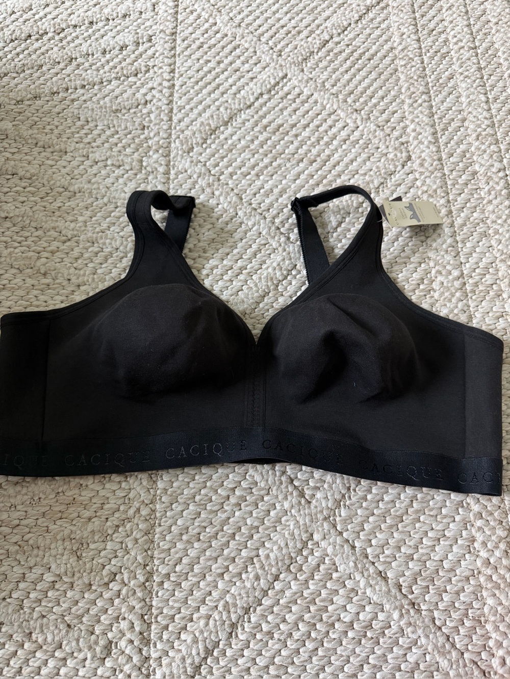 NWT Cacique No Wire Cotton Bra Black 44D 44 D Lane Bryant